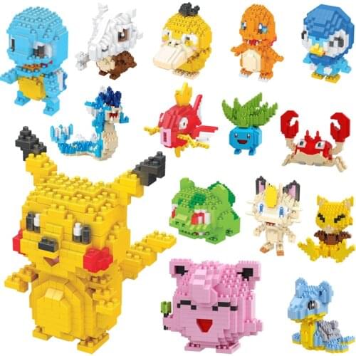 38 Models New Styles Small Building Pokemon Blocks Small Cartoon Picachu Animal Model Education Game Graphics Pokemon Gift Toys
