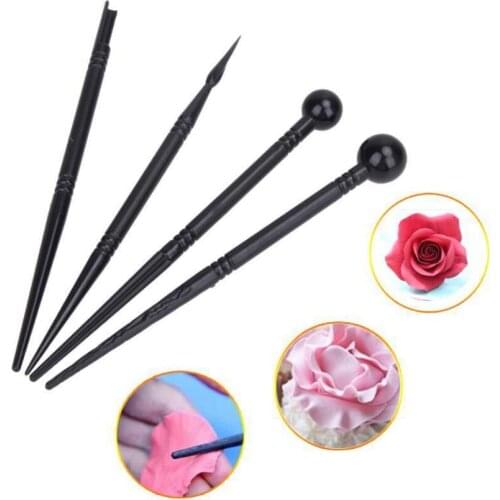4 Pcs/Set Cake Carved Pens Flower Modelling Tools Fondant Cake Decorating Molds Tools Bakeware Gumpaste Sculpture Mold