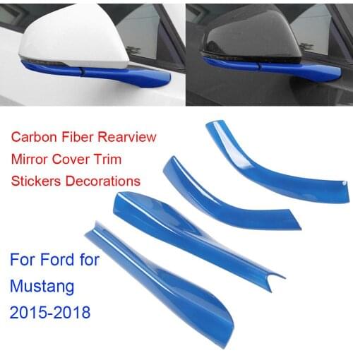 4Pcs Set ABS Car Rearview Mirror Cover Sticker Decoration Trim For Ford/Mustang 2015-2018 Exterior Door Mirror Strips Trim Decal