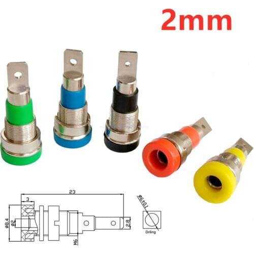 5Pcs Brass 2mm Banana Female Jack Chassis Panel Mount Socket Connector for Non-Shrouded Banana Plug