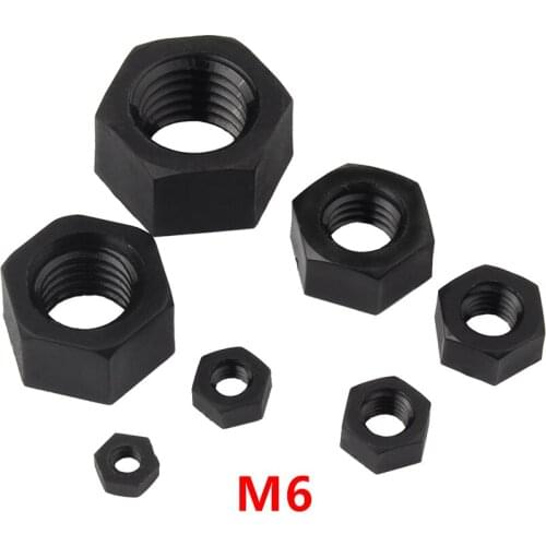 500pcs Metric Threaded M6 Black Nylon Hex Nut Hexagon Plastic Nuts NL66