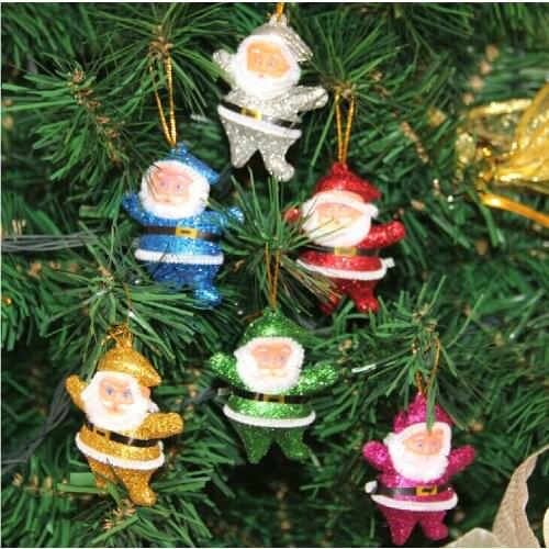 6PC/Set Colorful Christmas Fashion Ornament Xmas Tree Hanging Home Room Decor Sequin Multi Color Santa Claus Cute Children Toys