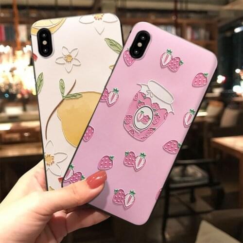 Cute 3D Embossed Phone Case for iPhone X XS XR 11 12 Pro MAX 6 7 8 Plus SE2 Capa Soft TPU Back Covers Strawberry Jam Matte Cases