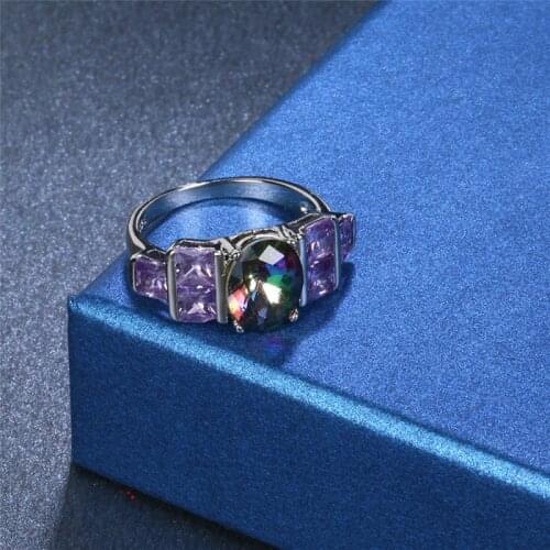 Garilina Exquisite Jewelry Silver Color Ring Mystic Rainbow And Purple Zircon Womens Rings Wedding Ring Fashion 2021 AR2299