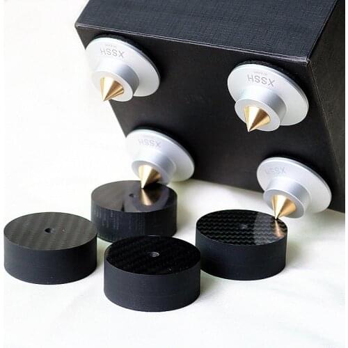 High End XSSH Audio Audiophile Shock Spikes Damping Pad HIFI Speaker Spike CD Amplifier ALUMINIUM 4K CARBON FIBER ISOLATION FEET