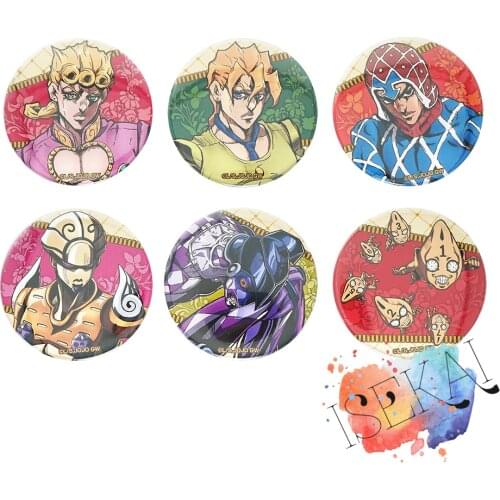 JoJos Bizarre Adventure Golden Wind Anime Vento Aureo Giorno Giovanna Guido Mista Pannacotta Fugo Stand Metal Badge Pins
