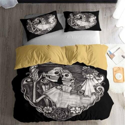 HELENGILI 3D Bedding Set skull Print Duvet cover set lifelike bedclothes with pillowcase bed set home Textiles #2-23