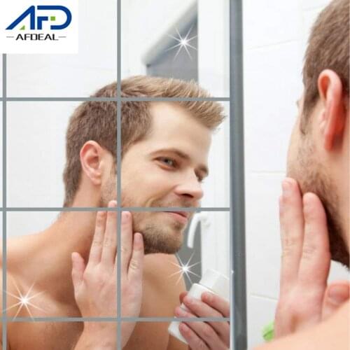 15x15cm Square Mirror Wall Stickers Self-adhesive Acrylic Mirror Tiles Wall Stickers DIY Wall Decals Bathroom Home Decor