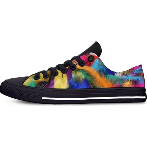 Colorful Bird Feather Peacock New Arrive Fashion Lightweight Classic Flat Canvas Shoes Men Women Casual Breathable Sneakers