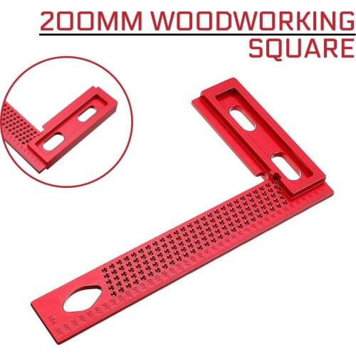 200mm Woodworking Square Hole Positioning Metric Aluminum Alloy Measuring Ruler Carpenter Scriber Measurement Tool
