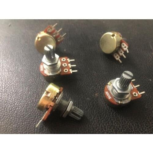 10PCS WH148 Linear Potentiometer Kit Single Joint B1K 2K 5K 10K 20K 50K 100K 250K 500K 1M ohm 3Pin 15mm Shaft With Nut And Washe