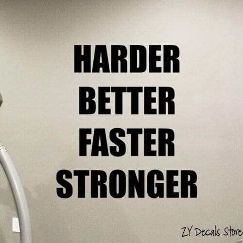 Gym Wall Decal Harder Better Fitness Motivation Vinyl Wall Sticker Decor Quote L471