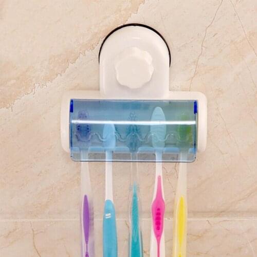 Hot sell 5 Racks Dust-proof Toothbrush Holder for the Bathroom Kitchen Family Holder Suction Holder Wall Stand Hook 1937
