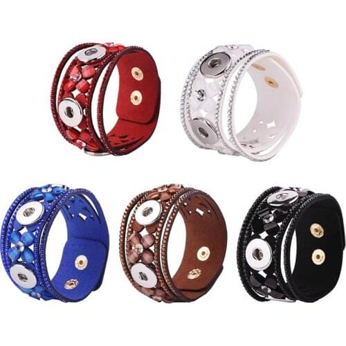 Newest Interchangeable Snaps jewelry Plastic Beads Flower Rhinestone Snap Button Bracelet Bangle Fit 18mm Snap Button Red/White