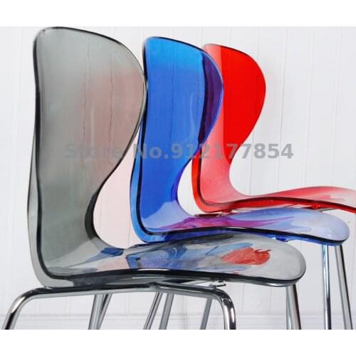 Nordic Dining Chair Simple Iron Art Transparent Chair Crystal Negotiation Chair Klein Blue Chair Household Acrylic Back Chair