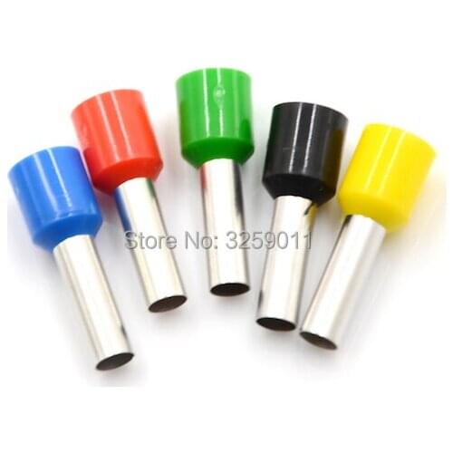 500PCS E6012 Electrical Crimp Terminal Block Wire Connector Cable Cord End Ferrule tubular Pre-Insulating E6012 AWG 10 6.0mm