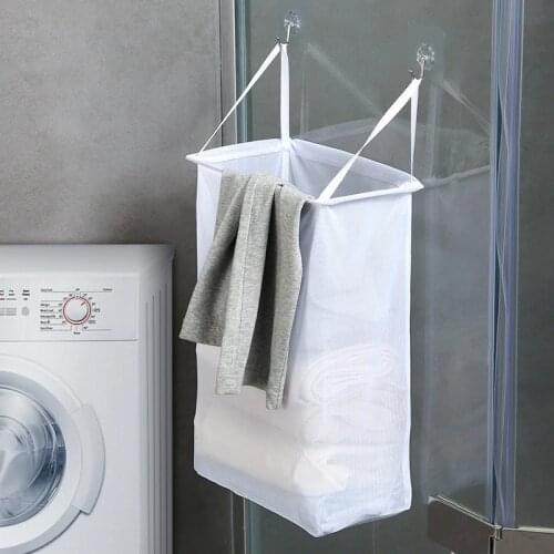 Portable Wall Hanging Laundry Basket Hamper Underwear Socks Barrel Bucket Clothing Storage Bag Dust Washing Bathroom Organizer