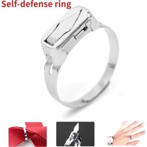 Stainless Steel Jewelry Lite Ring Self-defense Weapon Multifunctional Ring Blade Net Red Adjustable Self-defense Ring jewelry