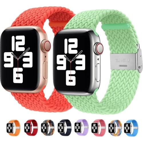 Adjustable Braided For Apple Watch Bands Series 40mm 44mm 38 40 6/SE/5/4/3 Solo Loop iWatch Stretchable Elastics Sport Wristband