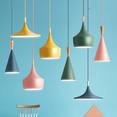 Nordic pendant lights for home lighting modern hanging lamp iron lampshade led bulb bedroom coffee kitchen light 90-260v e27