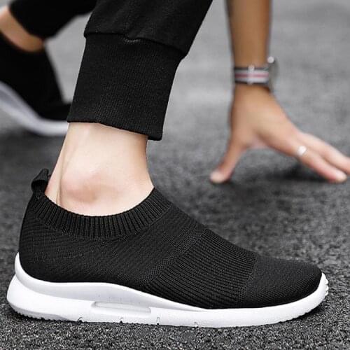 Slip on Summer Running Shoes for Men Sneakers Socks Black Male Sports Shoes Man Sport Shoes Men Brands Tennis Sneakees Gym D-464