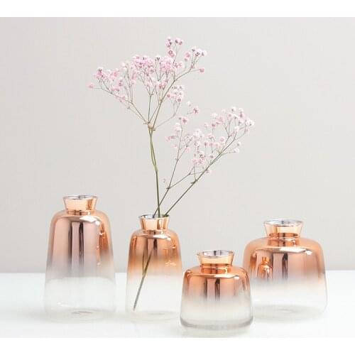 Nordic Glass Vase Creative golden Gradient Dried Flower Vase Desktop Ornaments Home Decoration Fun Gifts Plants Pots Furnishing