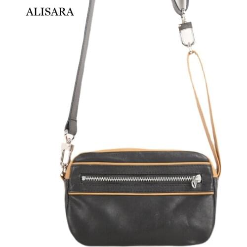 Alisara Small Satchels Ladies First Layer Cow Leather High Quality Women Casual Mini Messenger Crossbody Bag Hand Carrying Pack