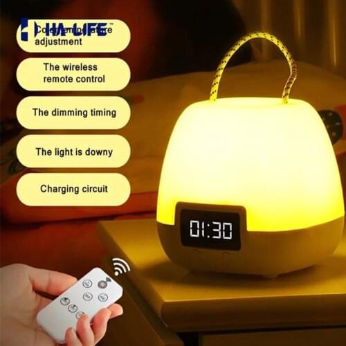 HA-Life Led Night Light USB Charge with Remote Control Portable Lamp Clock Display Bedroom Bedside Lamp Children Gift