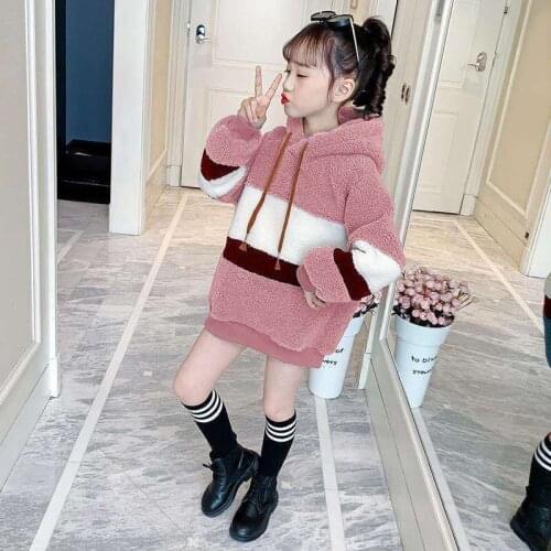 Girls' Hoodies Sweatshirts Kids Underwear 2021 Cheap Plus Velvet Thicken Winter Autumn Jacket Cotton Outdoor Childrens Clothing