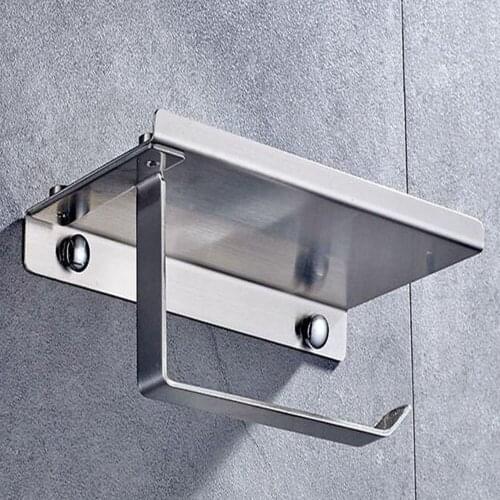 Toilet Mobile PhoneTissue Holder Stainless Steel Toilet Paper Holder For Mobile Phone Plant Debris Rack Bathroom Storage