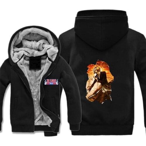 Japan anime bleach jacket Hoodie Sweatshirt Jacket Hoody Camouflage Sleeve Coat Winter Warm Zipper Hoodies Sweatshirts Hooded