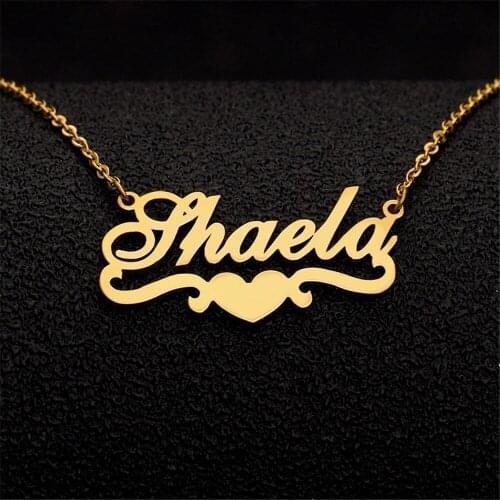 Customized Name Charm Stainless Steel Heart Necklace For Women You Are My Queen Statement Pendant Personalized Crown Necklaces