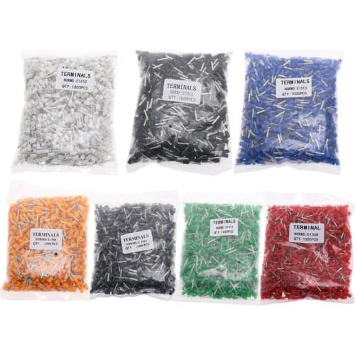 1000pcs/Pack E6010 E6012 Insulated Ferrules Terminal Block Cord End Crimp Terminator Electrical Wire Connector