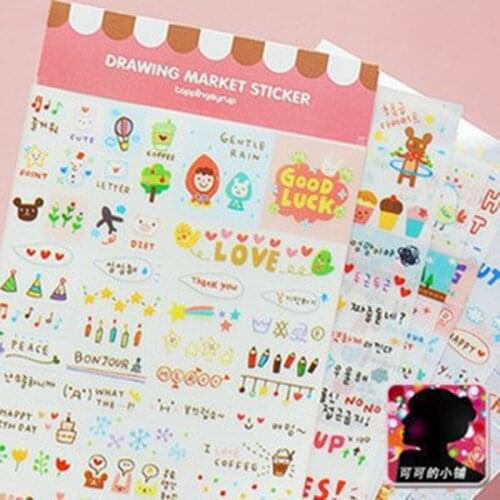 12 sheets/lot(2 bags) Gimue stationery stickers Decoration Diary Cute stickers scrapbooking handmade sticker 6403