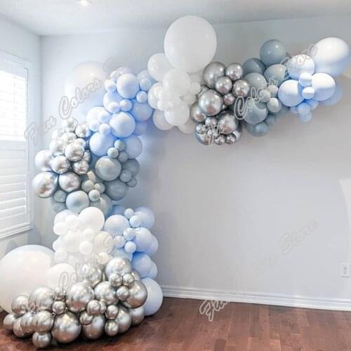 156pcs Doubled Macaron Blue Wedding Kids Birthday Party Welcome Background Baby Shower Holiday Decoration Balloon Garland Arch
