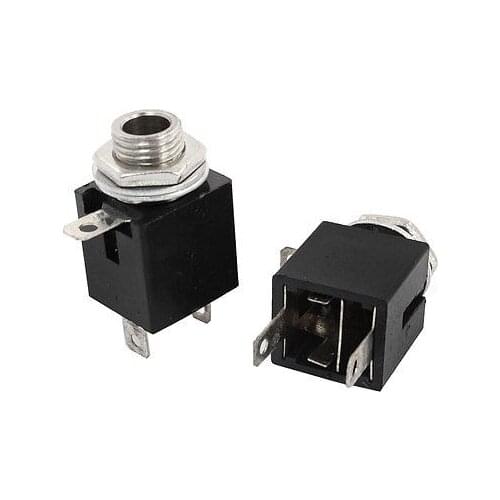 2pcs 6.35mm Stereo Female Jack Socket PCB Mount Connector Adapter