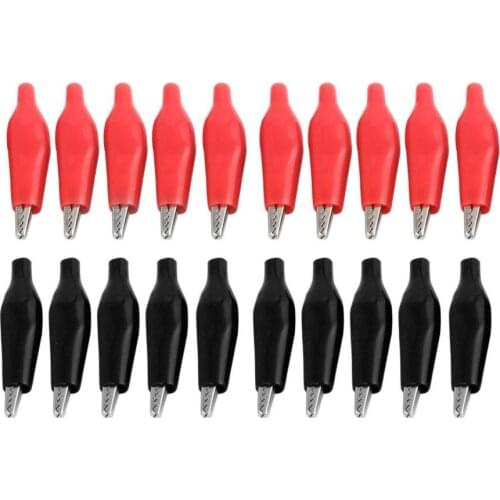 20 Pcs Black Red Soft Plastic Coated Testing Probe Alligator Clips Crocodile Test Clip Leads electrical equipment supplies
