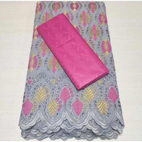 2021Quality African Nigerian Tulle Lace Fabric Prom Dress Damask Party Gown Swiss Cotton 2.5Yards+2.5Yards