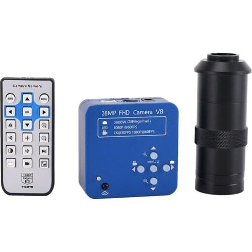 38MP 100X Objective Lens 2K 1080P 60FPS FHD HY-5038 HDMI USB Industrial Digital Microscope Camera for Phone Repair PCB Soldering