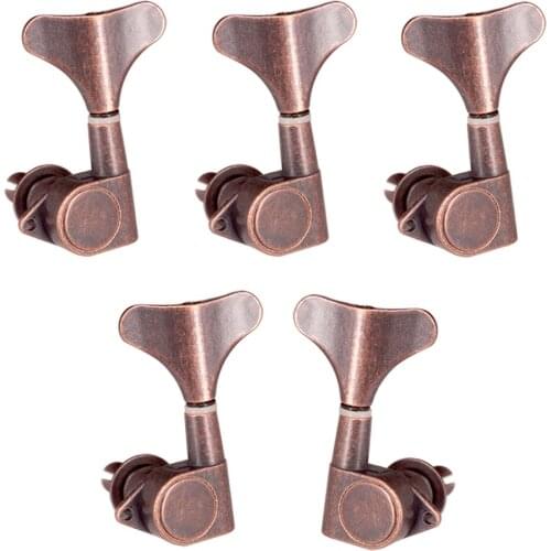 5pcs 1R 4L Bass Tuners Machine Heads Tuning Pegs (Purple Bronze)