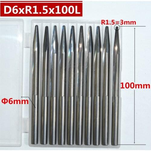 6mm*R1.5*10°*100L,CNC carbide wood End Mill,woodworking insert router bit,Taper ball nose end milling cutter,deep relief,pvc