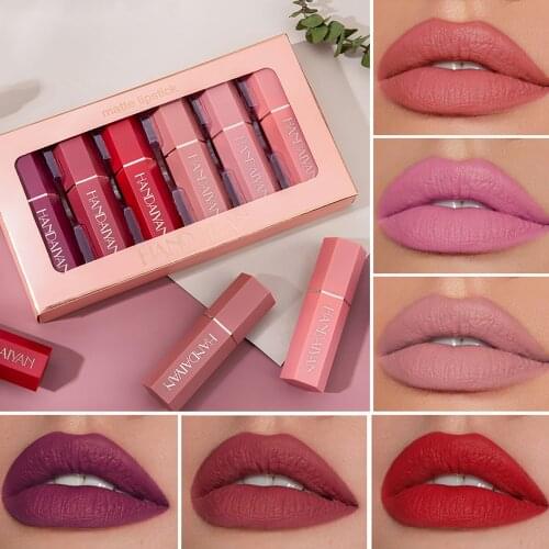 6Color Lipstick Set Fashion Liquid Lipstick Lipgloss Sets Natural Moisturizer Waterproof Moisturizing Lip Makeup With Gift Box