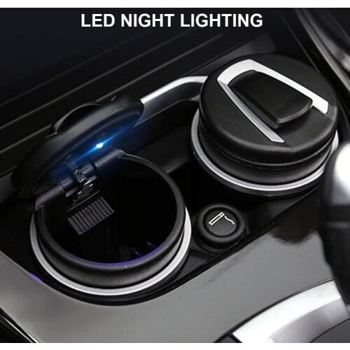 Car Ashtray Detachable Design Ashtray Storage Box 2-in-1 LED Night Light Ashtray with Lid Car Interior Accessories