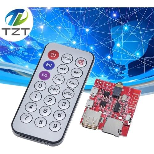3W Car Bluetooth 4.1 MP3 WAV Decoding Board Speaker Amplifier Audio Receiver Module Support USB/TF/U-DISK/IR Remote Control Red