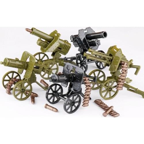 Locking Military WW2 War The Green Heavy Gun with Bullet Toy Building Blocks Toys For Children Assemble Blocks Military Gifts