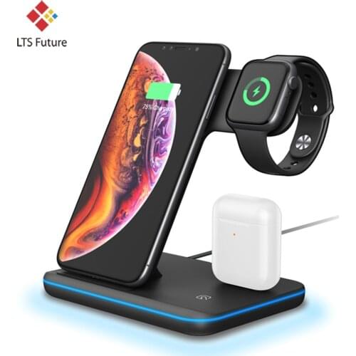 3 in 1 Wireless Charger Station,15W Quick Chargers for Apple iPhone Airpod iWatch Samsung Huawei Xiaomi Cellphone Charging Stand