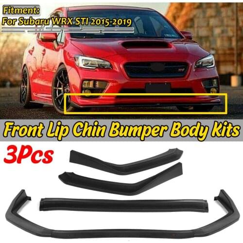 Black / Carbon Fiber Look 3Pcs Car Front Bumper Splitter Lip Chin Spoiler Diffuser Bumper Body Kits For Subaru WRX STI 2015-2019