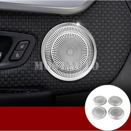 For BMW X1 F48 Stainless Steel Car Door Speaker Frame Trim Cover 2016-2019 4pcs Car Decor Car Accessories Interior