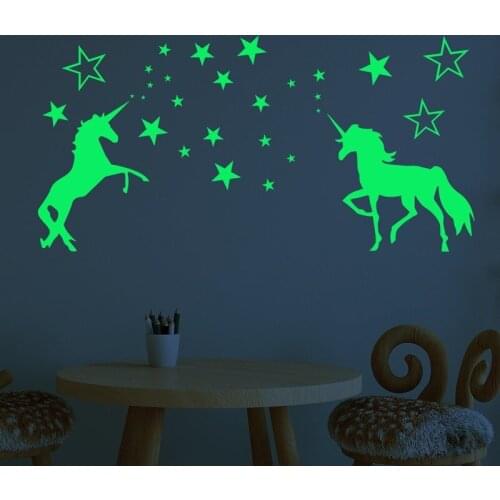 Unicorn fluorescent sticker luminous carved star horse luminous sticker childrens room home decoration cartoon