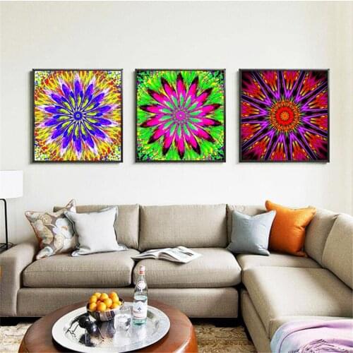 Home Decoration Colorful Mandala Flower Religion Ornament Yoga Poster Vintage Canvas Prints Painting Bedroom Decor Wall Picture